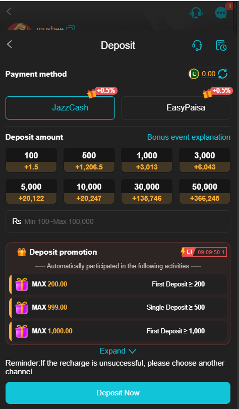 deposit on ct login