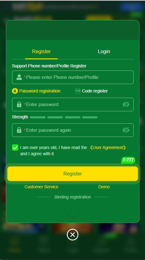 BET939 Game register