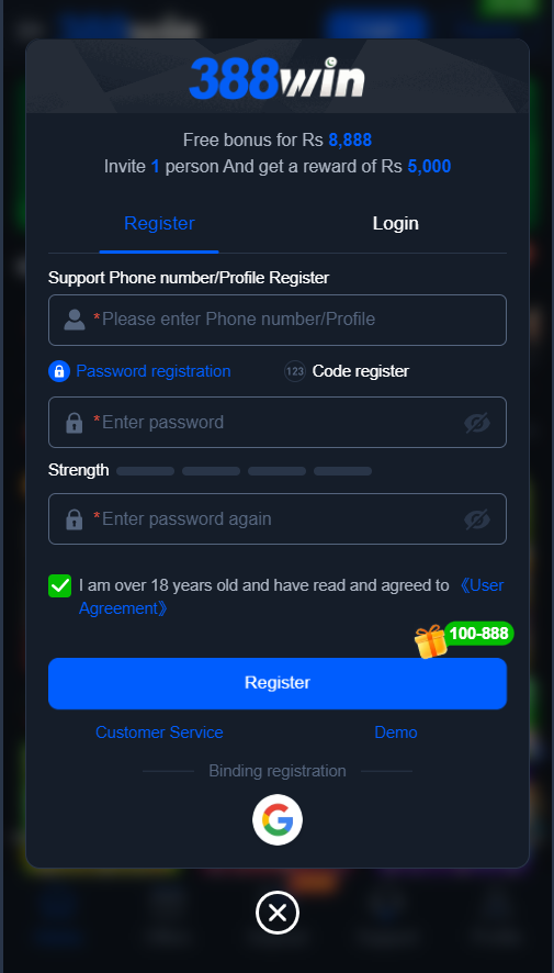 388Win Game register