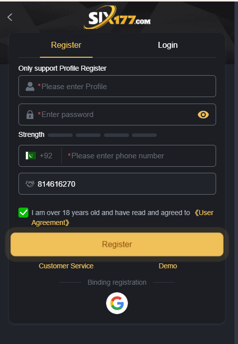Six177 Game register