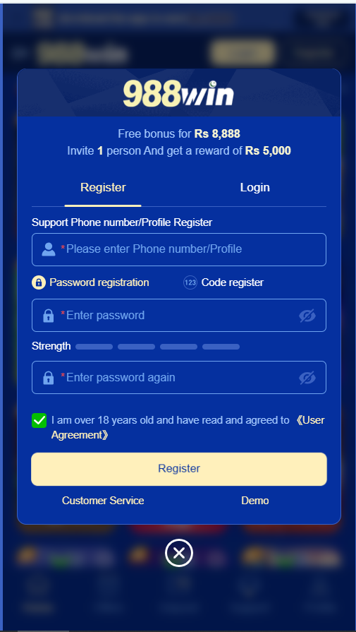 988win Game register