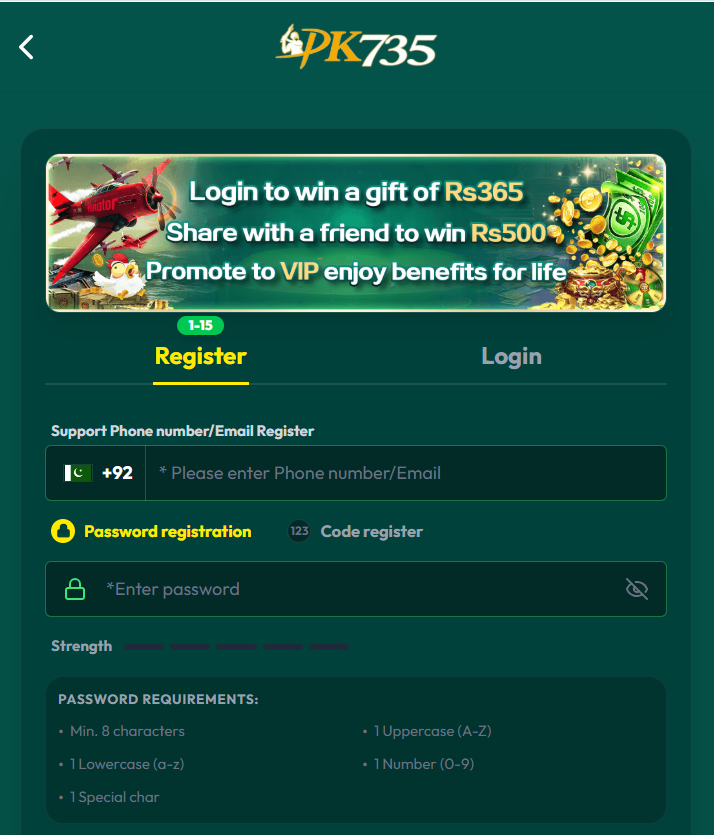 PK735 register