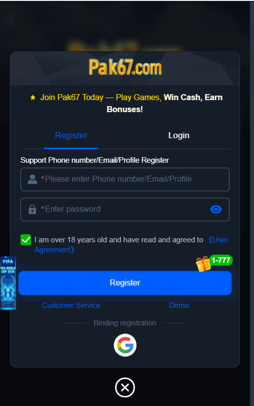 Pak67 Game register